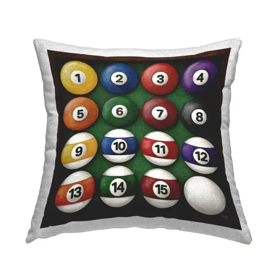 Billiard Balls Arrangement Design by Molly B. Outdoor Printed Pillow  {1}