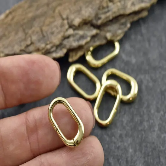 *5* 18x10x3mm 18k Gold Plated Oval Spring Ring Clasps {4}