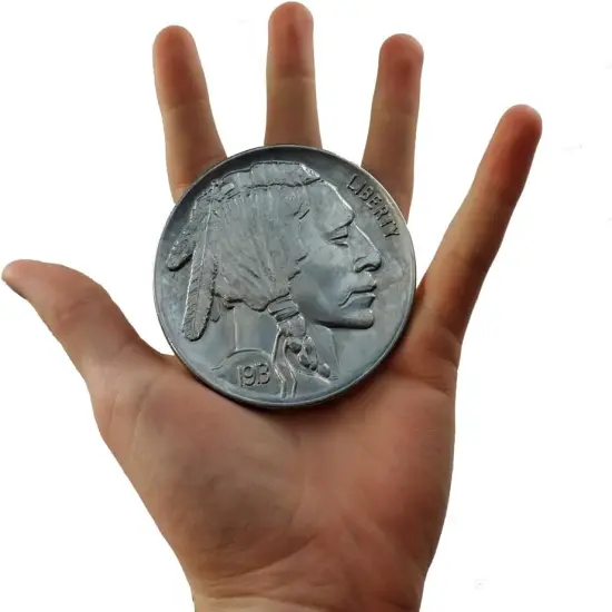 Jumbo 3" Indian Head Buffalo Nickel Fake Play Coin {3}