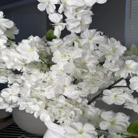 Sienna White Cream Silk Cherry Blossom Flower Set of 3 Branches Pack 40'' Inches {3}