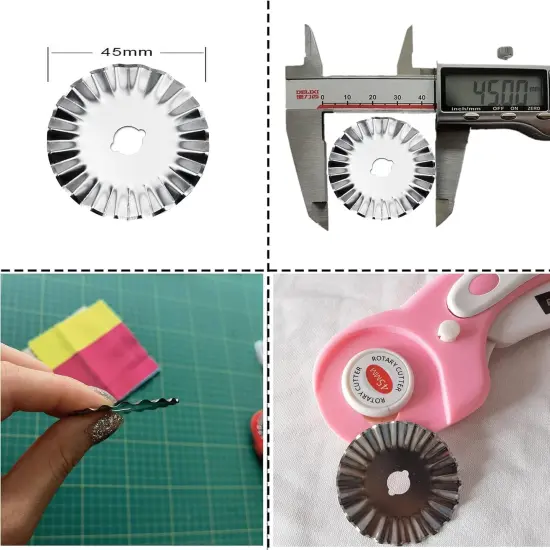45mm Rotary Cutter Blades, Wavy Replacement Blades, Pinking Rotary Blades Refill 45mm,Fits Fiskars,OLFA, SKS-7,Fabric Cutting Blades Refill for Quilting Scrapbooking Sewing Arts &Crafts,5 Pack(Silver) {2}