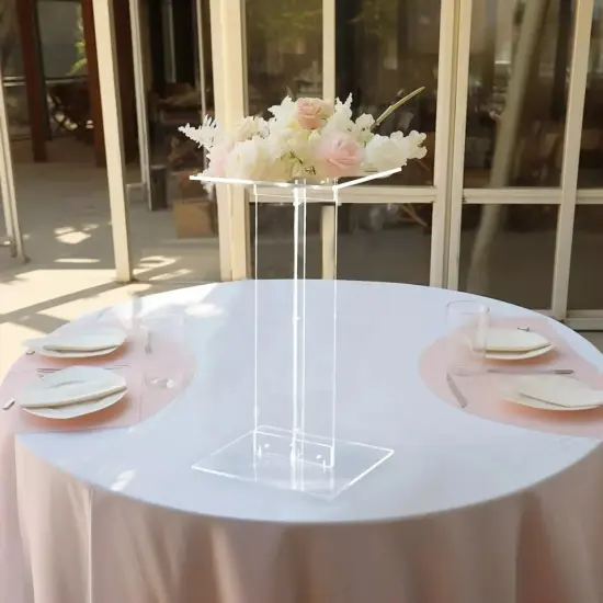 24" Clear Acrylic Flower Display Stand Square Top and Base Party Decorations {2}