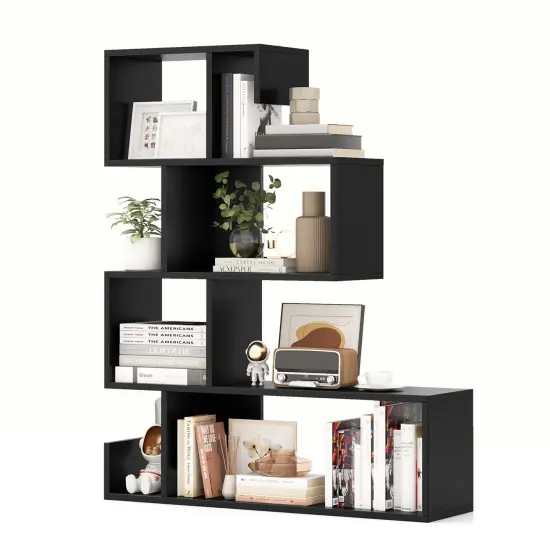 Costway 1/2 PCS 5-Tier S-Shaped Bookshelf with Open Cubes Anti-Toppling Kits Freestanding Bookcase {1}