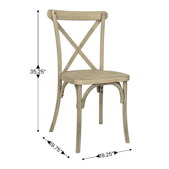 Emma and Oliver Hensler Weather-Resistant Wood Look Stackable Resin Cross Back Chair for Indoor/Outdoor Use Light Oak {5}