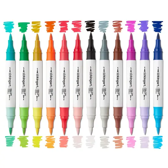 KINGART&reg; PRO Dual Tone Acrylic Paint Markers, 12 Pens, 24 Colors {2}