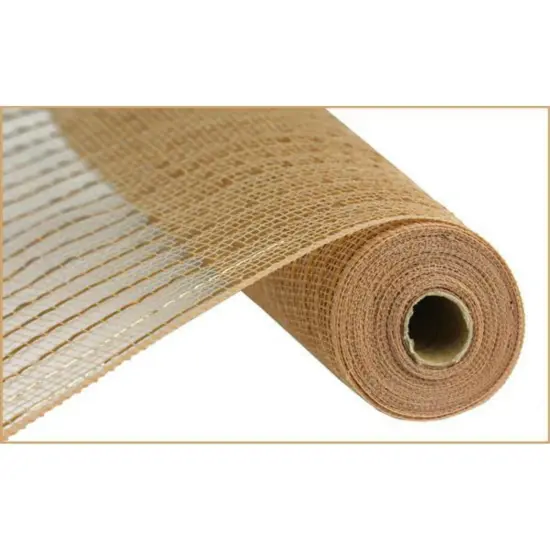 10" Poly Deco Mesh Ribbon: Matte Champagne Wide Foil (10 Yards) {1}