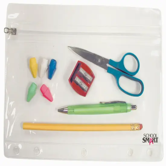 School Smart Zipper Binder Pouches , 7 x 10 Inches, Clear and White, Pack of 24 {3}