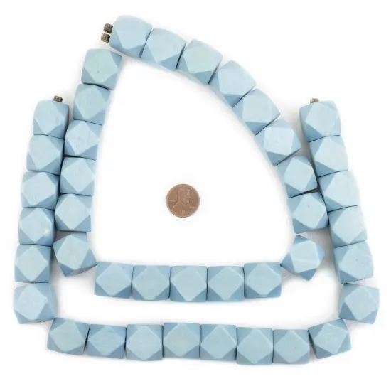 The Bead Chest Light Blue Cornerless Cube Wood Beads: 20mm Diamond Cut Natural Organic Beads for Jewelry Making {2}