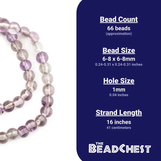 The Bead Chest Pastel Round Amethyst Beads 6-8mm Purple Gemstone 16 Inch Strand {5}