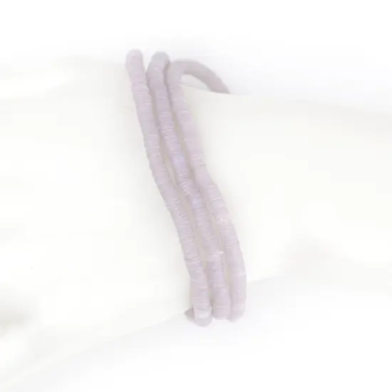 The Bead Chest Boho Stretch Bracelet, Light Grey - Stackable African Vinyl Heishi, Unisex for Men & Women {4}