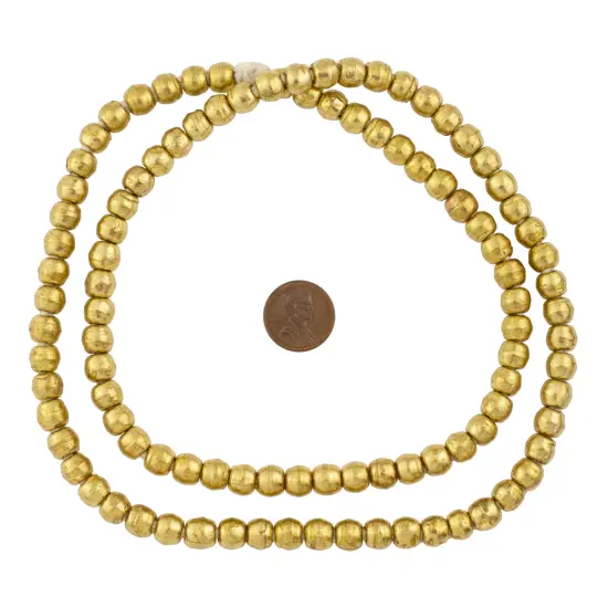 The Bead Chest 8mm Round Brass Beads - Full Strand of African Metal Spacer Beads {2}