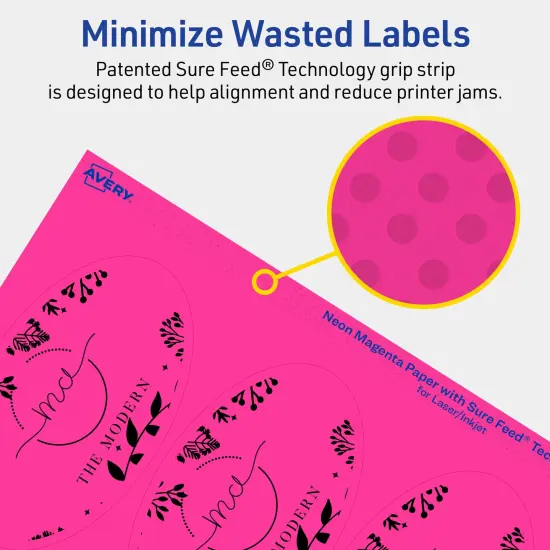Avery Neon Magenta Paper Labels, 4.25" x 2.5" Oval {4}