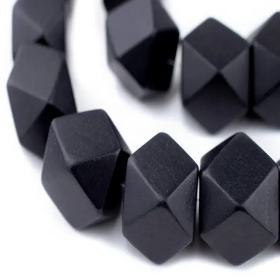 The Bead Chest Black Cornerless Cube Wood Beads: 20mm Diamond Cut Natural Organic Beads for Jewelry Making {1}
