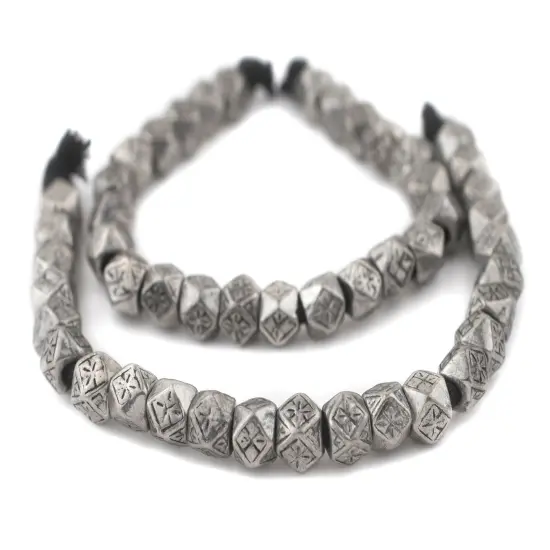 The Bead Chest Silver Patterned Diamond Cut Beads (9mm) {3}