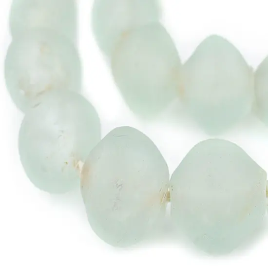 The Bead Chest Super Jumbo Clear Aqua Bicone Recycled Glass Beads (35mm), Made in Ghana from Recycled Glass Materials {1}