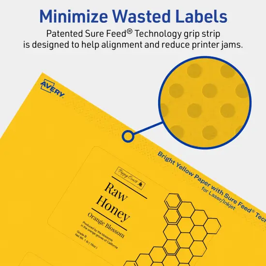 Avery Bright Yellow Paper Labels, 2.5" x 4" Rectangle {4}