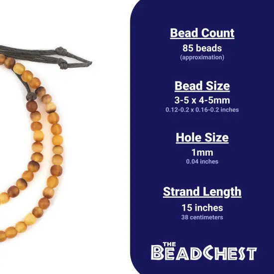 The Bead Chest Amber Round Horn Beads 5mm Brown 15 Inch Strand {4}