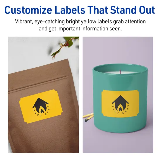 Avery Bright Yellow Paper Labels, 2" x 3" Rectangle Scalloped {3}