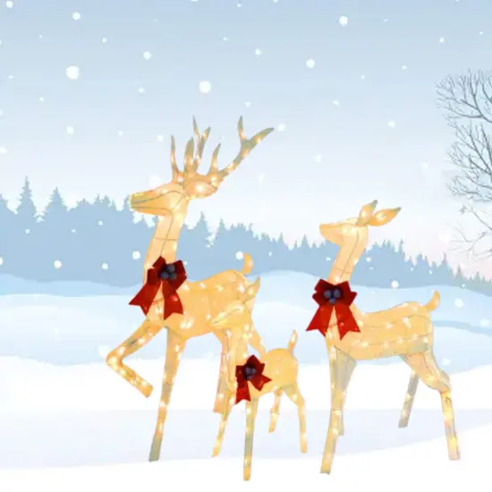 Christmas Deer Family LED Lights Decorative Holiday Indoor Outdoor Display Height 60"x 48" x 32" {2}
