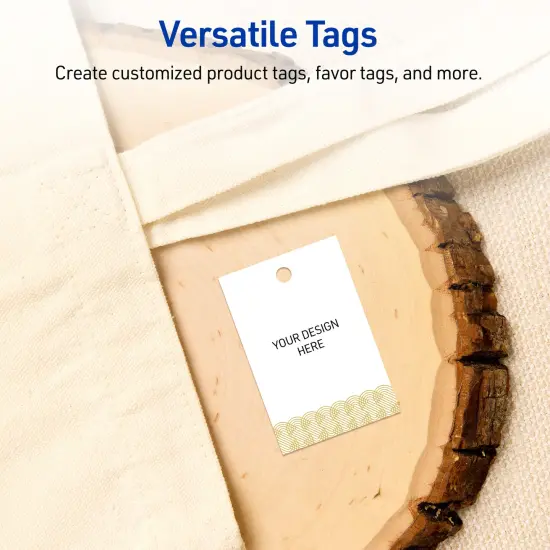 Avery Printable Rectangle Tags with Sure Feed Technology, Pre-Printed Gold Lace Trim Pattern, Matte White, 2" x 3", Laser & Inkjet Compatible, 80 Total {6}