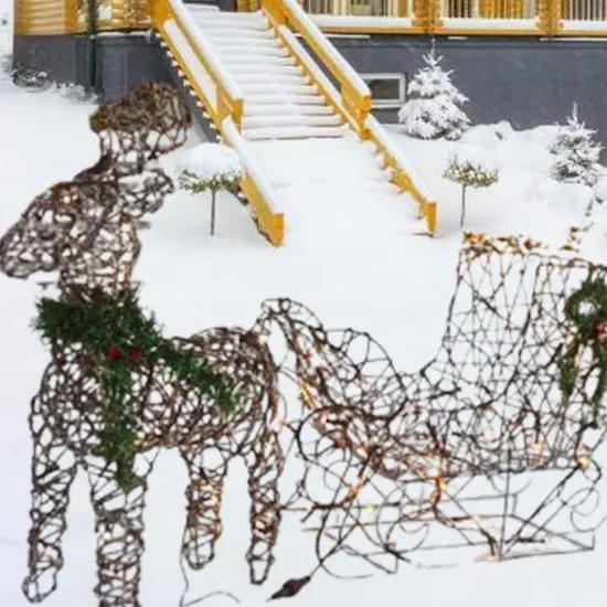 Festive LED Reindeer with Sleigh Christmas Decoration Coffee Finish 19.69 x 7.28 x 16.14 in {4}