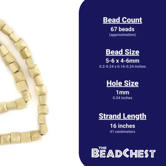 The Bead Chest Brass Flat Square Beads 6mm, Full Strand of Quality Metal Spacers for DIY Jewelry Design {4}