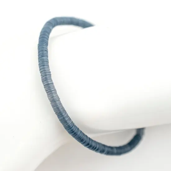 The Bead Chest Boho Stretch Bracelet, Dark Grey - Stackable African Vinyl Heishi, Unisex for Men & Women {3}