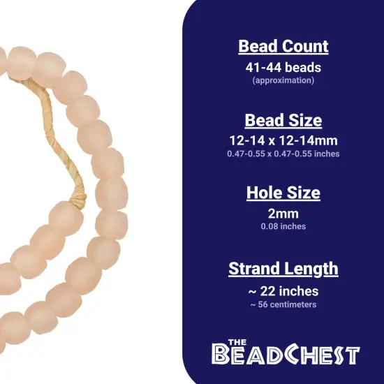The Bead Chest African Recycled Glass Beads &ndash; Handmade in Ghana &ndash; Rose 14mm Strand for Jewelry Making, Crafts, and Home Decor I Approximately 41-44 Beads {4}