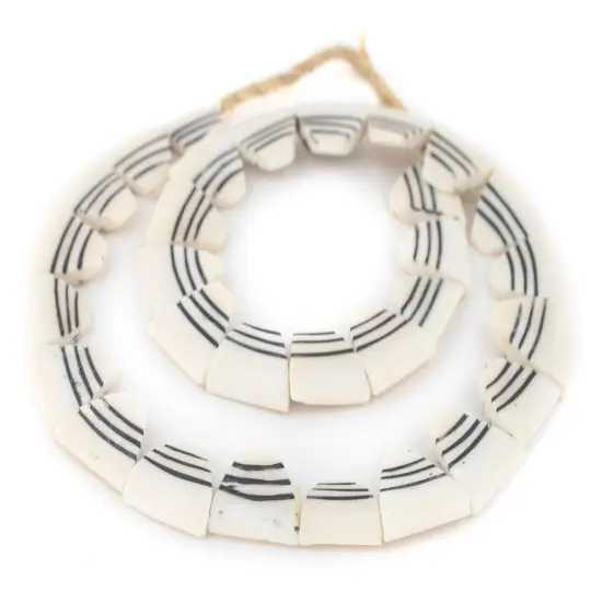 The Bead Chest White Carved Triangular Batik Bone Beads Small 5mm Kenya African Black and White Triangle Large Hole 29 Inch Strand Handmade {3}