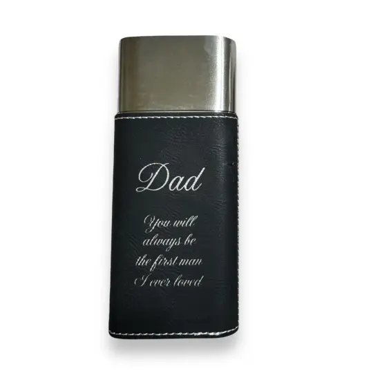 Cigar Case with Cutter - Dad you will always be the first man Leatherette Black/Silver {1}
