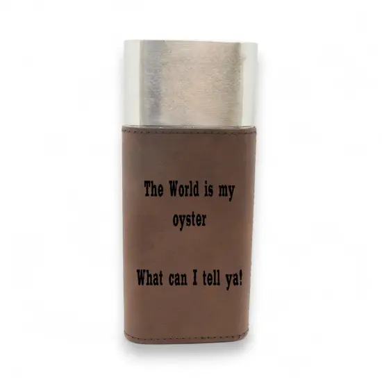Cigar Case with Cutter - The World is my oyster What can i tell ya Leather Black/Silver {2}