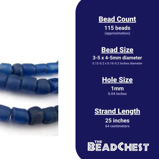 The Bead Chest Indonesian Glass Beads, Small Java Bali 4mm Spacers Jewelry Making Supplies for Necklaces, Bracelets, DIY Crafts (Vintage Cobalt Blue) {3}