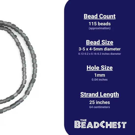 The Bead Chest Indonesian Glass Beads, Small Java Bali 4mm Spacers Jewelry Making Supplies for Necklaces, Bracelets, DIY Crafts (Translucent Grey) {4}