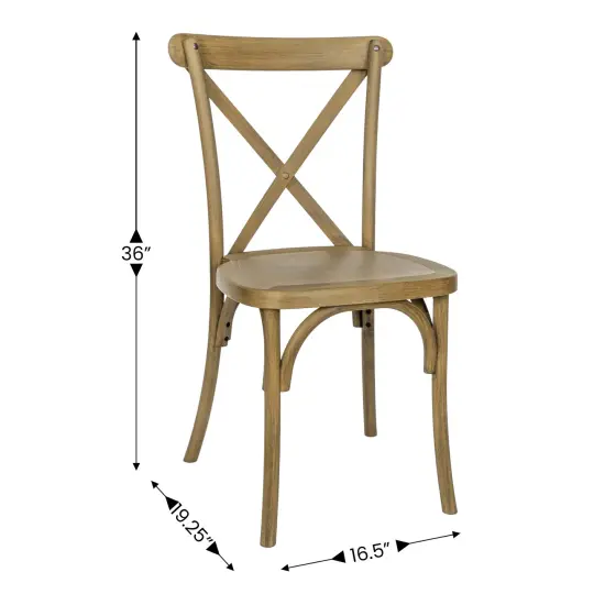 Emma and Oliver Hensler Weather-Resistant Wood Look Stackable Resin Cross Back Chair for Indoor/Outdoor Use Light Oak {11}