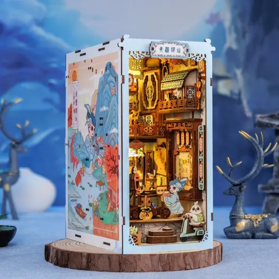 Book Nook Wizardi Miniature - Azure Phoenix Lodge Roombox Kit {3}
