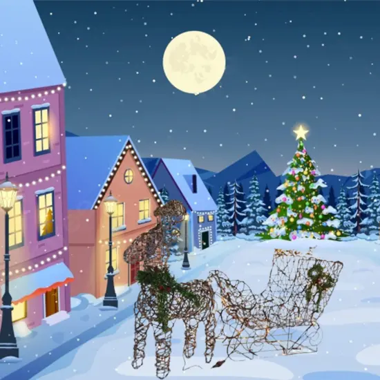 Light-Up Coffee Reindeer with Sleigh Outdoor Christmas Decoration Set 19.69 x 7.28 x 16.14 in {2}