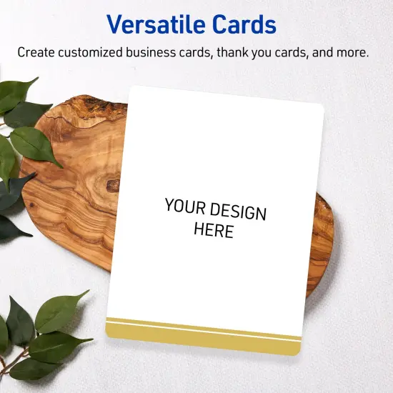 Avery Printable Rectangle Postcards with Rounded Corners, Gold Double-Dipped Edge, 4.25" x 5.5", Matte White Rectangle Postcards with Rounded Corners, Laser/Inkjet, 20ct, Great for Postcards {6}