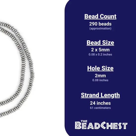 The Bead Chest Silver 5mm Saucer Beads, Full Strand of Quality Metal Spacers for DIY Jewelry Design {4}