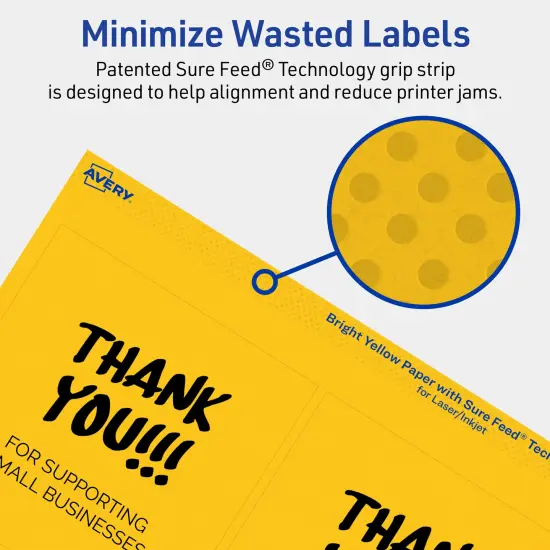 Avery Bright Yellow Paper Labels, 4" x 4" Square {4}