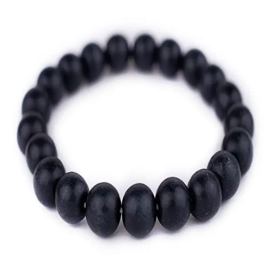 The Bead Chest Wood Stretch Bracelet, Charcoal Black - Stackable Beaded Jewelry, Unisex for Men & Women {1}