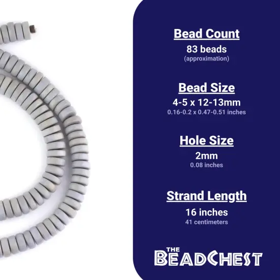 The Bead Chest Light Grey Disk Natural Wood Beads (5x12mm): Organic Eco-Friendly Wooden Bead Strand for DIY Jewelry, Crafts, Necklace and Bracelet Making {4}