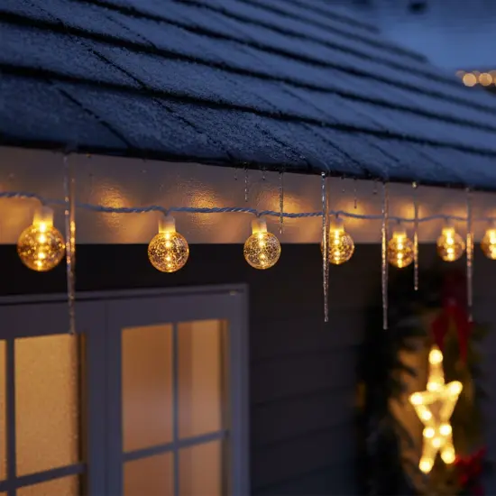 Hofert Mercury Glass Style G40 Globe Christmas Lights - Gold - 5.25' White Wire - 10ct Clear {3}