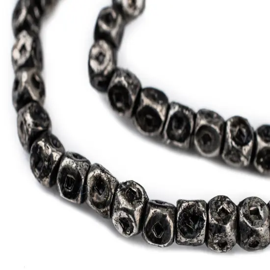 The Bead Chest Silver Tuareg Cornerless Cube Beads (6mm) {1}