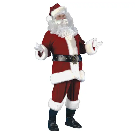 Fun World Red and White Plush Velour Santa Claus Adult Christmas Costume Suit - Plus Size {3}