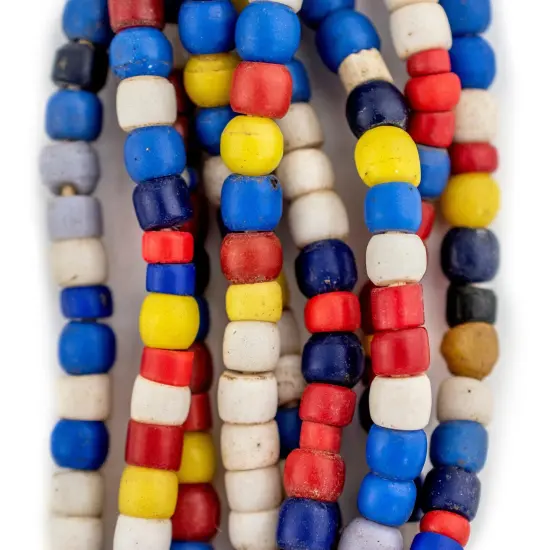 The Bead Chest Mixed Kenya Turkana and Olombo Beads 5mm African White Glass 24 Inch Strand Handmade {4}
