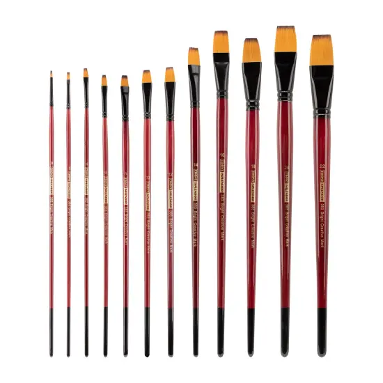 Creative Mark Ebony Splendor Long-Handled Synthetic Sable Paint Brush, Brights, Pack of 3, Teijin Multi-Filament Hair, Handcrafted Synthetic Paint Brushes for Acrylic, Watercolor Painting and More {2}