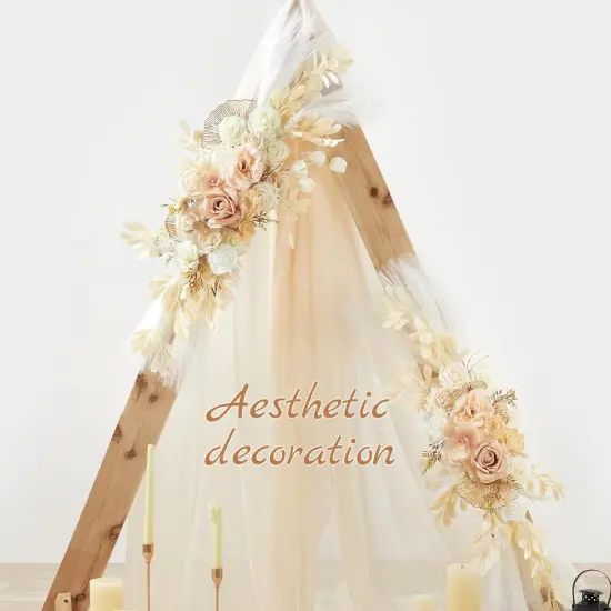 Welcome Sign Floral Swag Beige Arch Flowers {4}