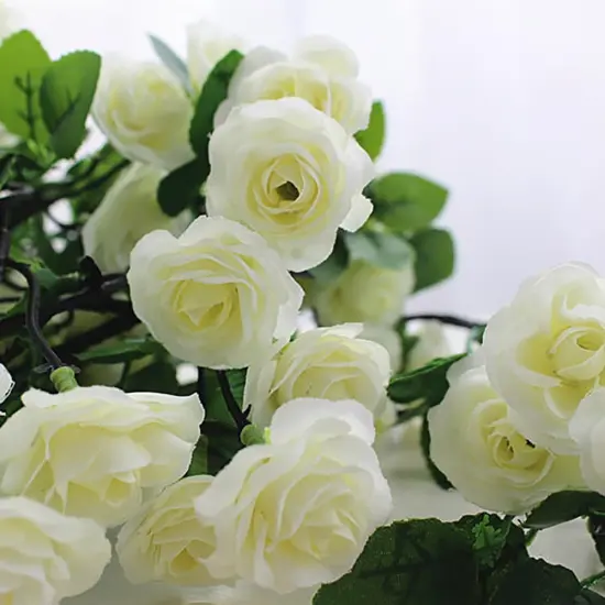 10PCS Fake Rose Garland, 7.5Ft Artificial Vines Flowers Hanging Rose Vine(Light White) {5}
