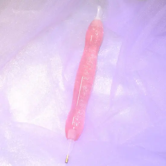 Handmade 5D Diamond Painting Art Drill Pen Kit Tool with 14pc Thin Tips and 10 Waxes Glitter Pink {3}