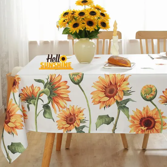 Summer Sunflower Tablecloths for Rectangle Table 60"x102",Yellow Floral Table Cloth,Spillproof Wrink Free Fabric Table Cover for Fall Autumn Camping Picnic Dinning {1}